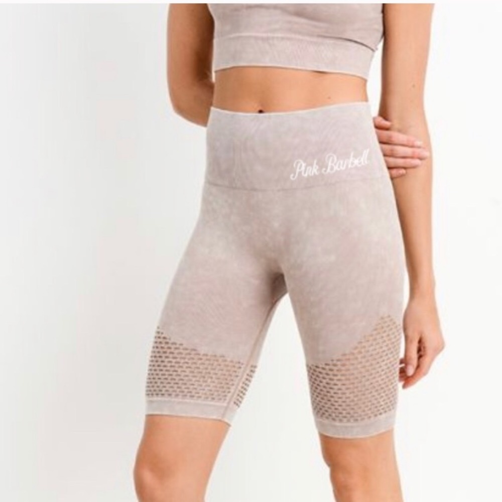 Pink Barbell Seamless Biker Shorts L - Picture 3 of 3